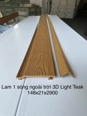 Tấm Ốp Ngoài Trời Cao Cấp Lam NT 1 Sóng Light Teak Vân 3D