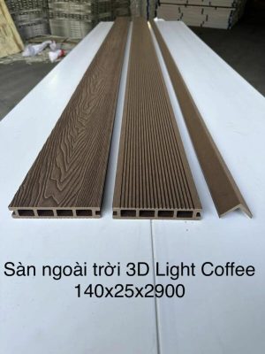 Sàn Nhựa Ngoài Trời Cao Cấp Light Coffe Vân 3D