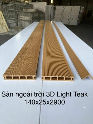 Sàn Nhựa Ngoài Trời Cao Cấp Light Teak Vân 3D