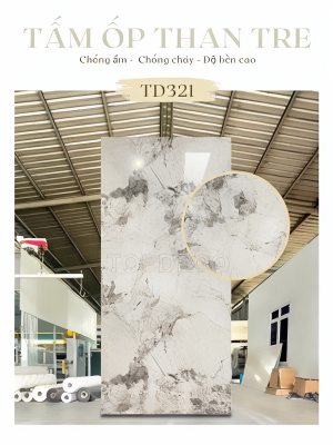 TD321 - Tấm ốp than tre vân đá bóng