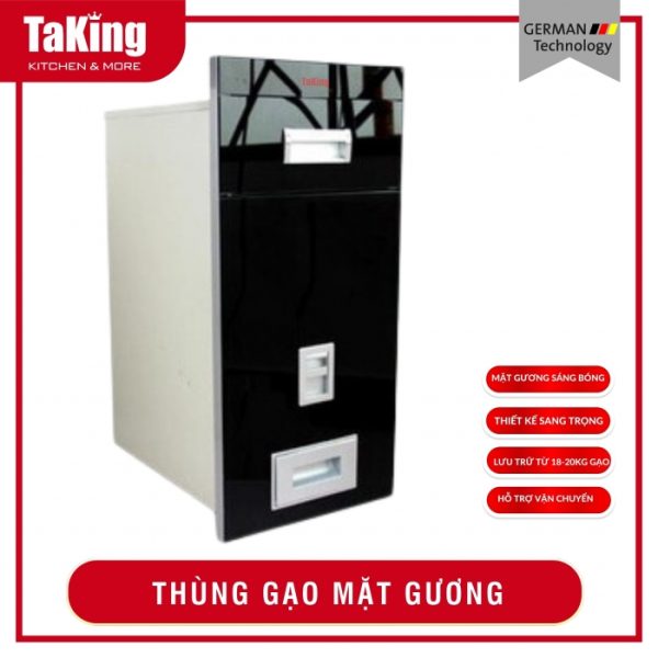 THÙNG ĐỰNG GẠO MẶT GƯƠNG TKR20 BLACK TAKING